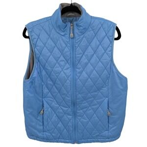 LL Bean Women's L Vest Jacket Light Blue Quilted Puffer Full Zip Pockets